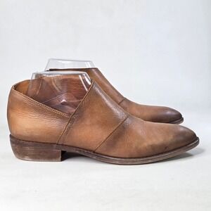 Veracruz Artisans Womens 7.5 Tan Brown Leather Pointed Toe Ankle Boots Zip Shoes